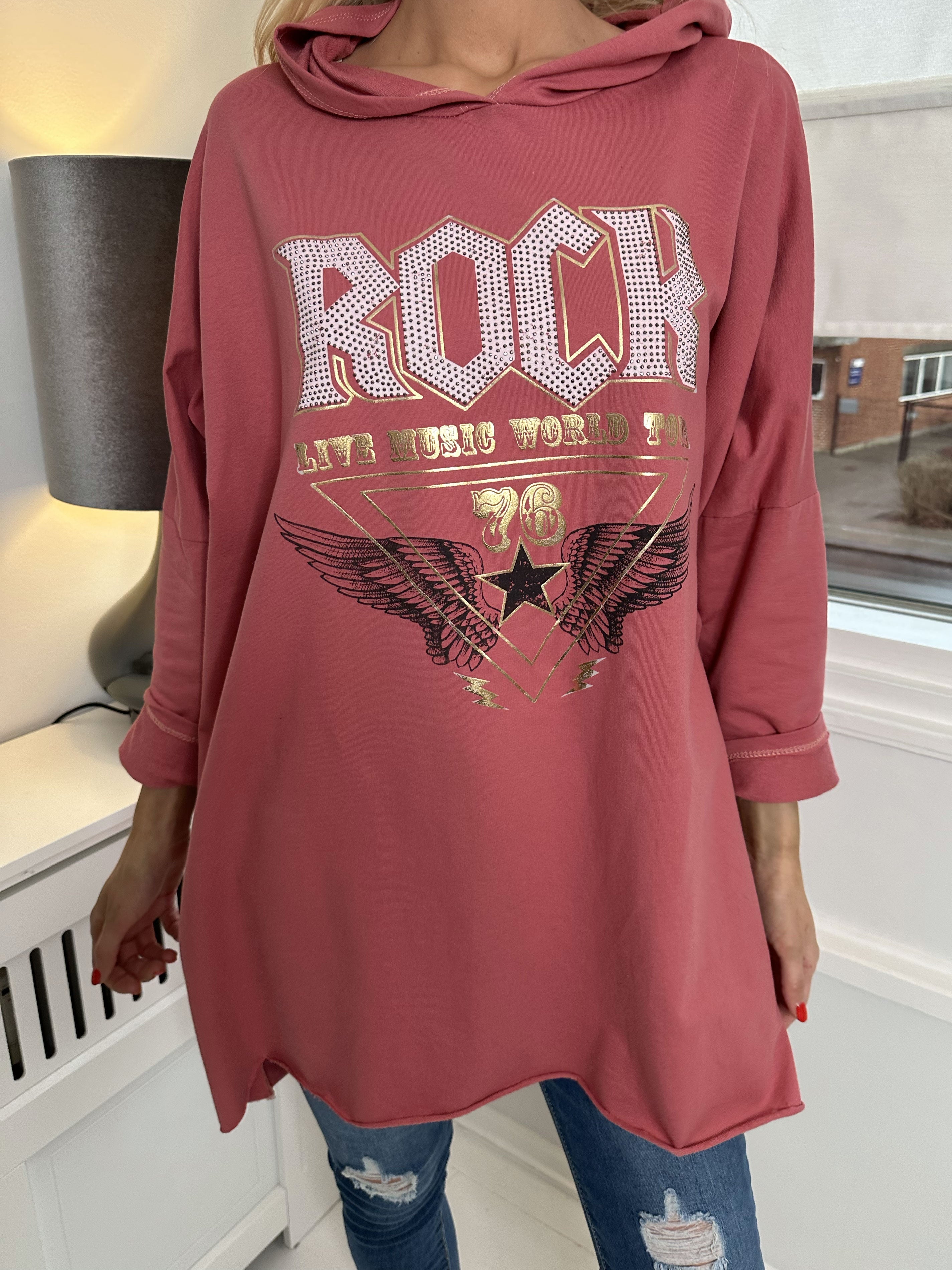 Rock - Cool hoodie klänning med text